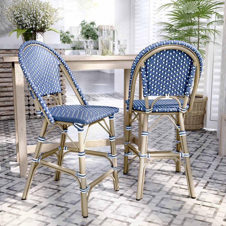 Blue and white rattan best sale counter stools